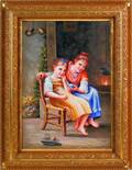 Large painted porcelain plaque