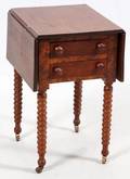AMERICAN WALNUT TWODRAWER STAND W DROP LEAVES