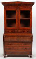 AMERICAN EMPIRE MAHOGANY SECRETARY BOOKCASE C 1840