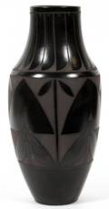 SANTA CLARA BLACK ON BLACK POTTERY VASE