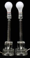 GLASS BOUDOIR LAMPS PAIR