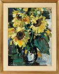 AVRAHAM BINDER OIL ON CANVAS SUNFLOWERS