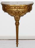 FRENCH EMPIRE GILT CONSOLE TABLE  WHITE MARBLE TOP