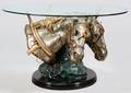 S KELIAM DRAFT HORSE FORM BRONZE AND PEWTER TABLE