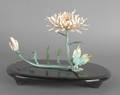 Chinese carved and painted ivory chrysanthemum