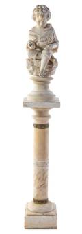 An Italian Alabaster Figure and Pedestal