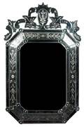 A Venetian Etched Glass OverMantel Mirror