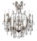 A Silvered Metal Glass and Rock Crystal TwelveLight Chandelier