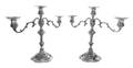 A Pair of American Silver ThreeLight Candelabra