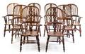A Set of Eight Yew Wood Windsor Armchairs