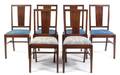 A Set of Six Hepplewhite Style Fruitwood Banded Mahogany Dining Chairs