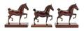 Three Carved and Painted Wood Horse Figures