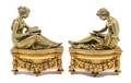 A Pair of French Gilt Bronze Figural Chenets