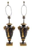 A Pair of French Gilt and Patinated Bronze Vases