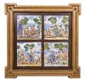 A Set of Four Spanish Polychrome Ceramic Tiles