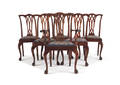 Set of six Chippendale style mahogany dining chairs