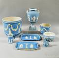 Eight Wedgwood Light Blue Jasper Dip Items