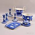 Nine Wedgwood Dark Blue Jasper Items