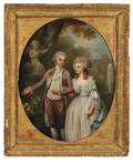 French School 18th19th Century Cupids SecretCourting Couple in a Garden