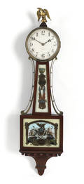 Federal style mahogany banjo clock