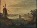 Attributed to Eduard Dubois Flemish 16191697 Coastal View with Windmills and Vessels