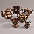 Six Bargeware Pottery Tableware Items