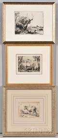 Three Framed Dutch 17th Centurystyle Prints After Lucas van Leyden 14941533 The Milkmaid