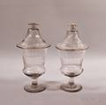 Pair of Colorless Glass Sweetmeat Jars