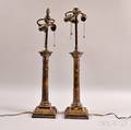 Pair of Silverplated Columnar Table Lamps