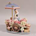 Large Lladro Porcelain Figure of a Women and Flower Cart
