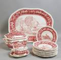 Fifteen Pieces of Copeland Spode Red Tower and Plover Transferdecorated Tableware