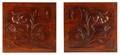 Pair Carved Wood Art Nouveau Relief Panels