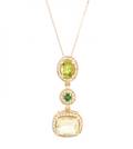 14k Yellow Gold  Gemstone Drop Pendant Necklace