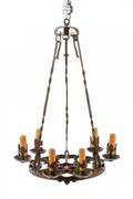 French Country Wrought Iron Six Light Chandelier