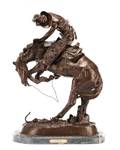 After Remington Rattlesnake Bronze Sculpture