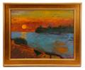 David Brook Lakeside Sunset Oil On Masonite