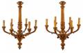Pair Of Italian Rococo Style 6 Light Chandeliers