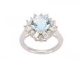 14k White Gold Aquamarine  Diamond Cocktail Ring