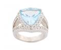 Ladies 14k White Gold Blue Topaz  Diamond Ring