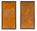 Pair of Japanese Chased Copper Panels Signed