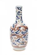 Chinese Porcelain Bottle Vase Underglaze Dragons