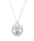 Ladies 14k White Gold Diamond  Sapphire Necklace