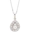 Ladies 14k White Gold  Diamond Teardrop Necklace