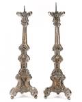 Pair Baroque Style Silvered Metal Candle Prickets