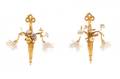 Pair Louis XVI Style Gilt Bronze Floral Sconces