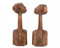 Pair of Haitian Carved Wood Figures Mid 20th C