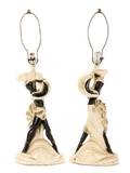 Pair Continental Art Co Chalkware Figural Lamps