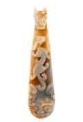 Chinese 3 Dragon Carved Lavender Jade Belt Hook