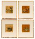 Four Chinese Paintings on Silk Grasshoppers