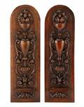 Pair Carved Mahogany Neoclassical Relief Panels